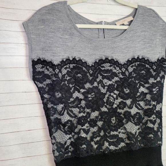 LOFT MERINO WOOL BLEND LACE DETAIL SWEATER DRESS, SZ XS - Picture 5 of 9